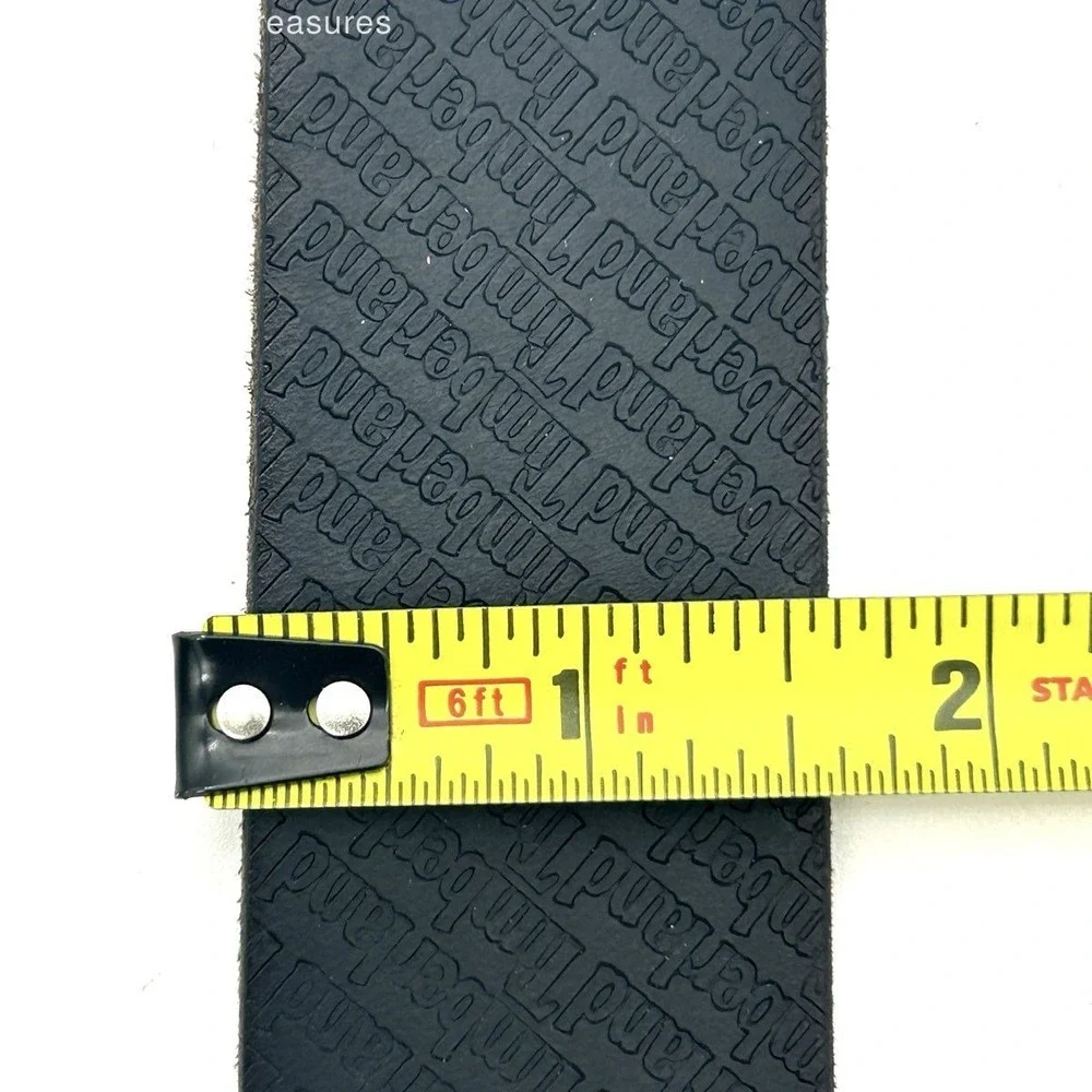 Timberland Men's Black Genuine Leather All-Over Logo Embossed Belt Size 40